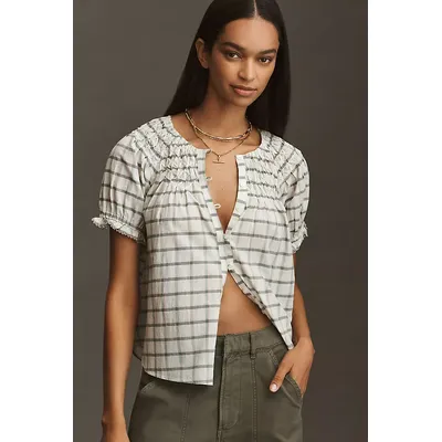 By Anthropologie Short-Sleeve Smocked Top