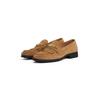 Loafer TOMMY HILFIGER "TH CHAIN FRINGE SUEDE LOAFER", Damen, Gr. 41, braun (camelfarben), Veloursleder, klassisch, Schuhe, Blockabsatz, Slipper, Businessschuh mit goldfarbener Logo-Zierkette