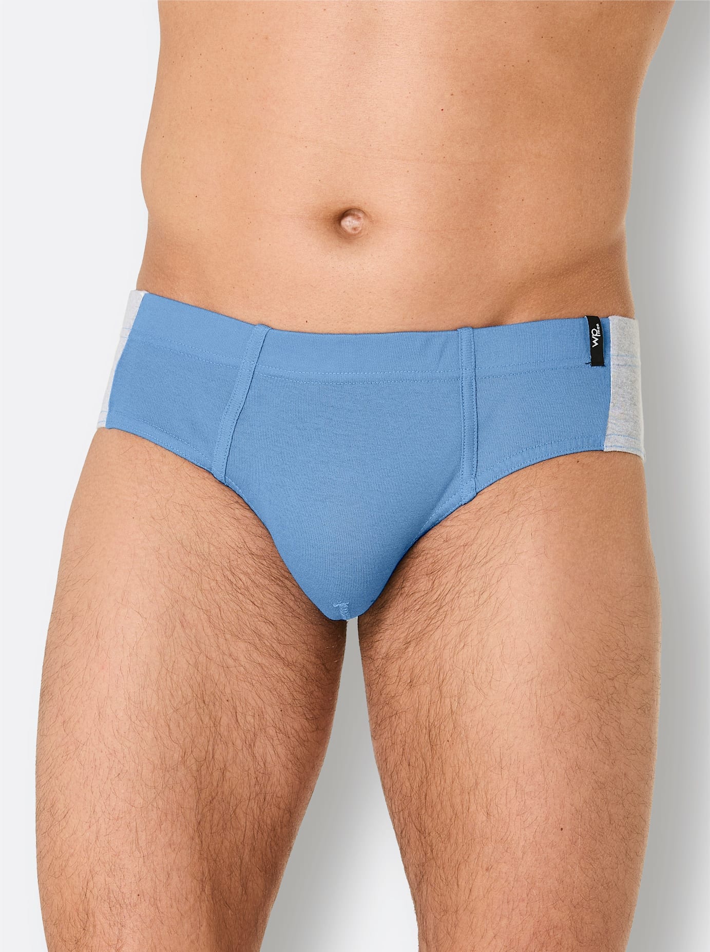 Slip WÄSCHEPUR, Herren, Gr. 10, blau (grau, meliert, mittelblau), 100% Baumwolle, Unterhosen Image