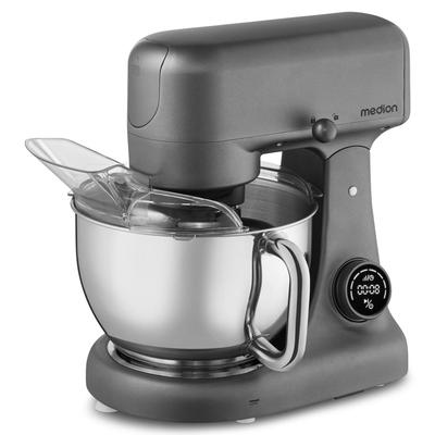 MEDION Küchenmaschine "MD 12600, 8 Geschwindigkeitsstufen, Impulsfunktion, DC-Motor, 4,6 L", grau (titan), B:34,5cm H:32cm T:20cm, Küchenmaschinen, Mit umfangreichem Zubehör-Set, Fleischwolf-Aufsatz, Gemüsereibe Image