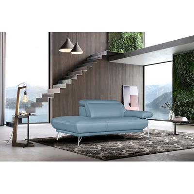 Ottomane EGOITALIANO "Anais, erstklassiges Designsofa, Breite 179 cm, Fußfarbe chrom", blau (himmelblau), Sofas, B/H/T: 179cm x 74cm x 106cm, Leder CAREZZA, Armlehne rechts, LEDER -Artikel BULL u2013 Kat. B: Der Artikel BULL ist ein geschliffenes,... Image