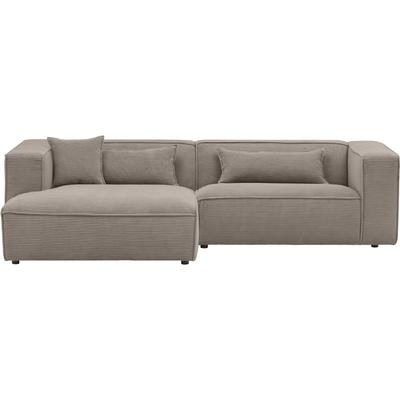 Ecksofa "PIARA mit Kedernaht in Cord oder Leinenoptik, moderne Couch in L-Form", beige (greige), B:267cm H:66cm T:167cm, 100% Polyester, LEGER HOME BY LENA GERCKE, Sofas, wahlweise Ottomane rechts/links, schwarze Füße, bequemer Sitzkomfort Image
