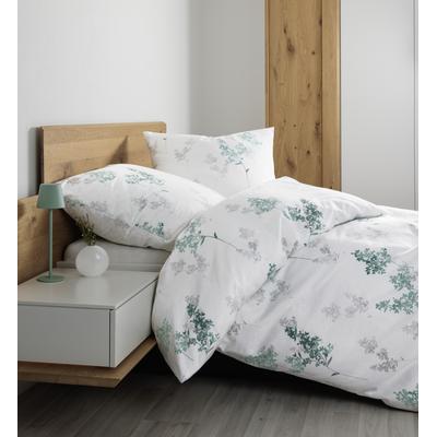 Bettwäsche JANINE "Feinbiber65172 0", grün (jadegrün), B/L: 155cm x 220cm, , Feinbiber, B/L: 80cm x 80cm, Feinbiber, Obermaterial: 100% Baumwolle, Bettwäsche, mit Reissverschluss Image