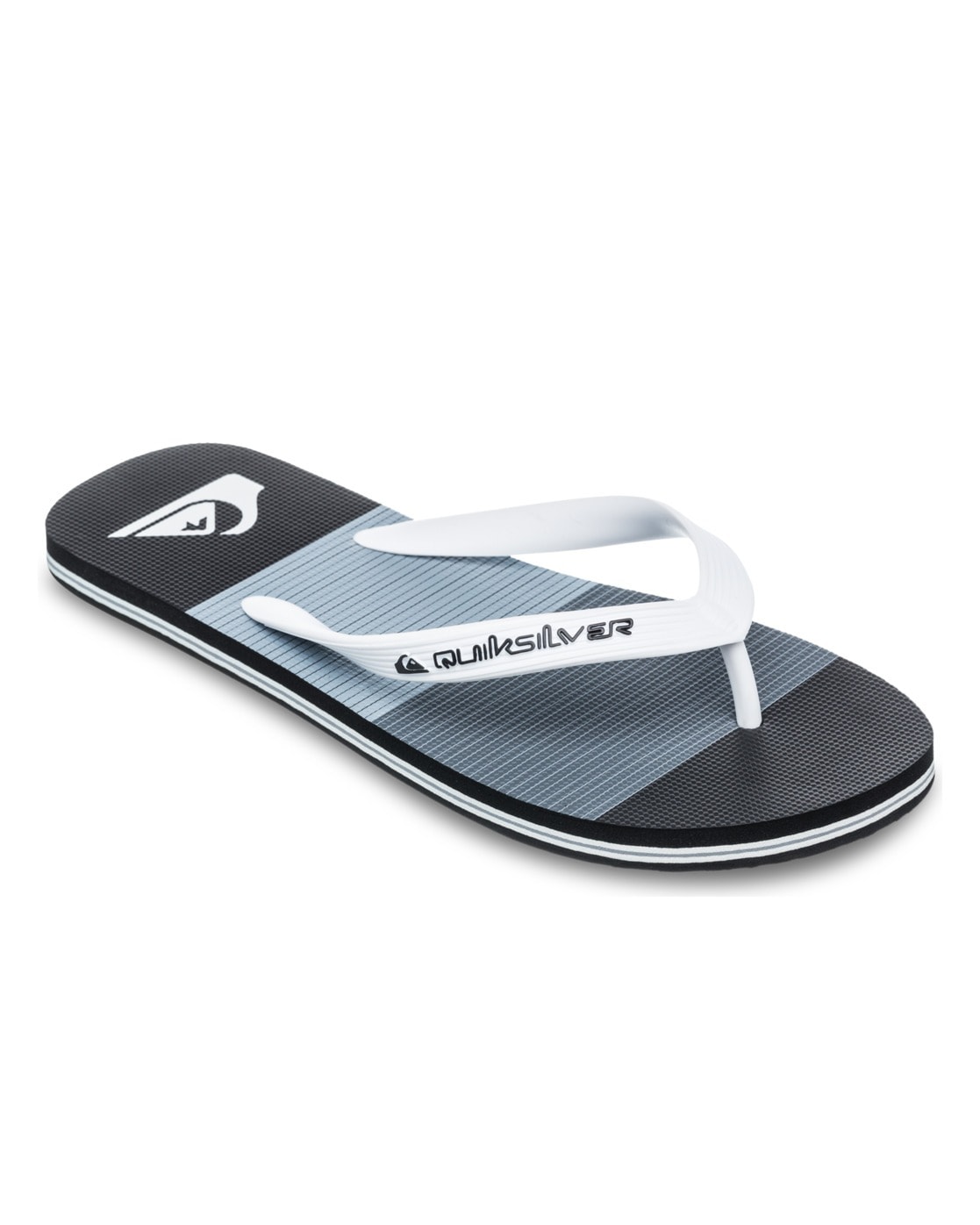 Sandale QUIKSILVER "Molokai Art 25", Gr. 11 (44), schwarz (schwarz reconect stripe), Obermaterial: Synthetik / Laufsohle: Moosgummi, Schuhe