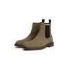 Chelseaboots TOMMY HILFIGER "CLEATED HILFIGER SUEDE CHELSEA", Herren, Gr. 44, grün (khaki), Veloursleder, Elastischer Einsatz, used, klassisch, Schuhe, Blockabsatz, Stiefelette, Businessschuh in schmaler Form