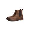 Chelseaboots TOMMY HILFIGER "CLEATED HILFIGER SUEDE CHELSEA", Herren, Gr. 41, braun (dunkelbraun), Veloursleder, klassisch, Schuhe, Blockabsatz, Stiefelette, Businessschuh mit Logostreifen