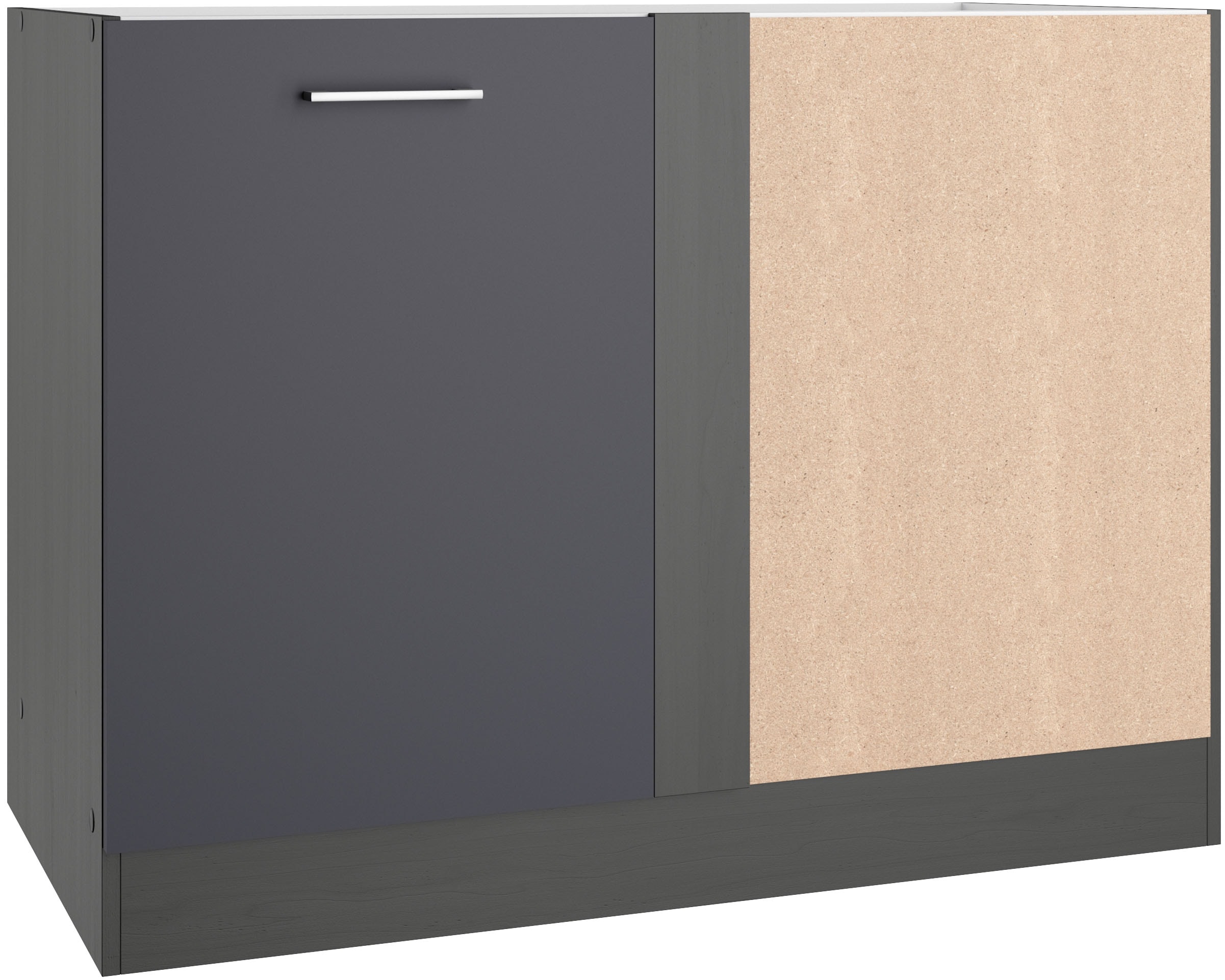 Eckunterschrank KOCHSTATION "KS-Milan", grau (anthrazit), B:110cm H:82cm T:60cm, Spanplatte, Schränke, Eckunterschrank 110 cm, matte oder hochglänzende Fronten Image