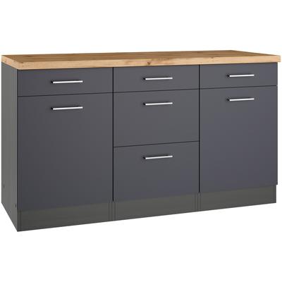 Unterschrank KOCHSTATION "KS-Milan", grau (anthrazit), B:150cm H:86cm T:60cm, Spanplatte, Schränke, HELD Möbel, Unterschrank 150 cm, matte oder hochglänzende Fronten Image
