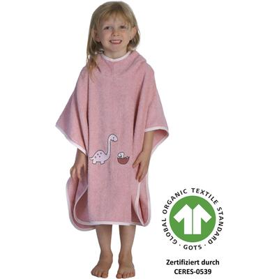 Badeponcho WÖRNER "Dinofamilie rosa Poncho", rosa, Baumwolle, Hausmäntel, maschinenwaschbar, trocknergeeignet Image