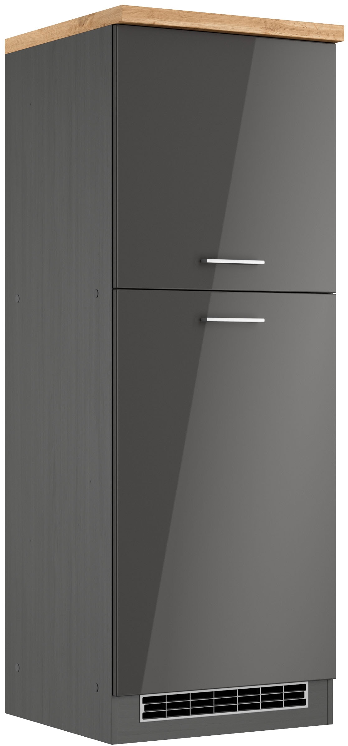 Kühlumbauschrank KOCHSTATION "KS-Milan", grau (grau hochglanz), B:60 H:166 T:60, MDF, Schränke, HELD Möbel, Kühlschrankumbau 60 cm, matte oder hochglänzende Fronten Image