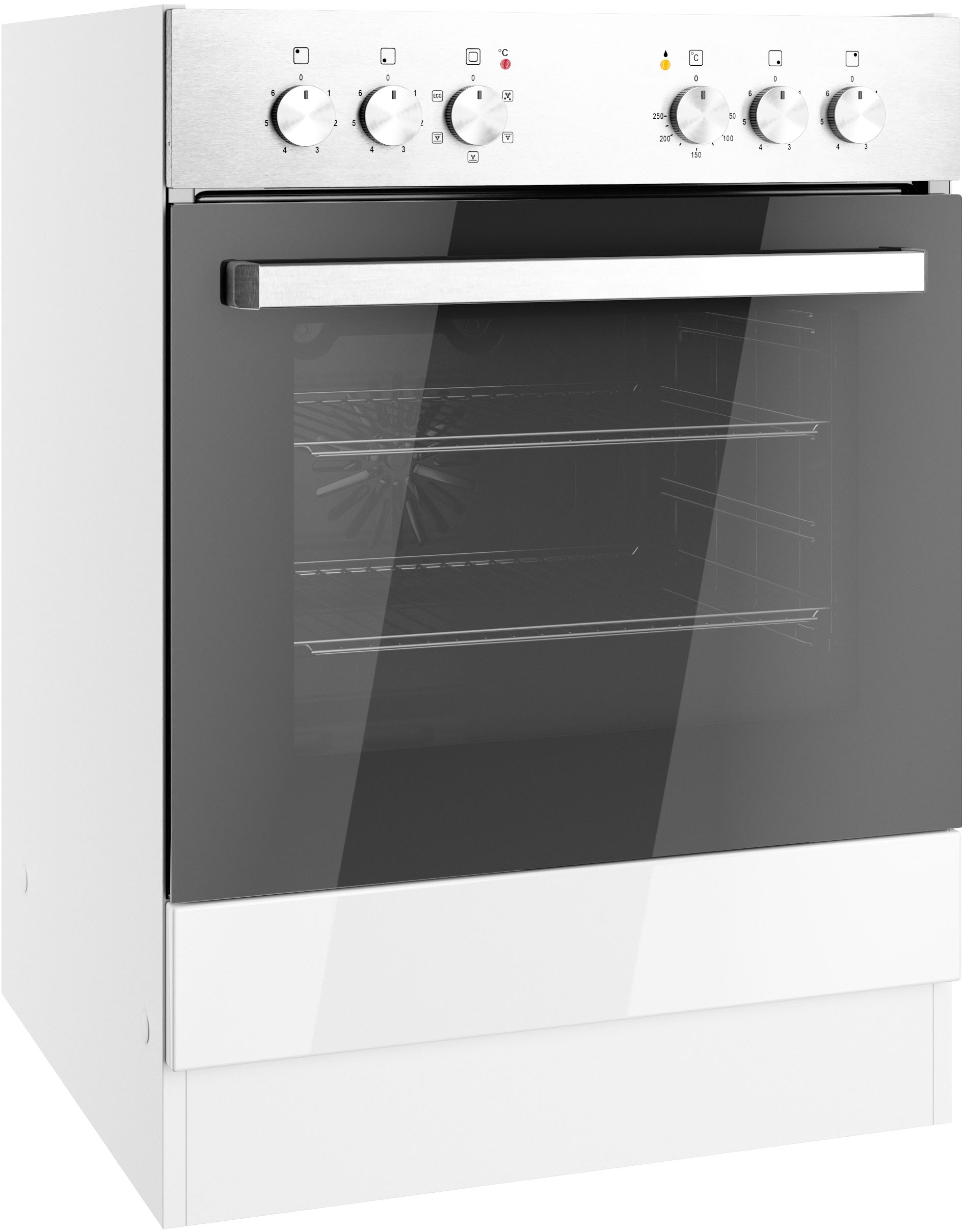 Herdumbauschrank KOCHSTATION "KS-Milan", weiß (weiß hochglanz), B:60cm H:82cm T:60cm, MDF, Schränke, Herdumbauschrank 60 cm, matte oder hochglänzende Fronten Image