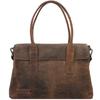 Plevier Retro Lamarr Schultertasche Leder 45 cm Laptopfach dunkelbraun Braun Damen