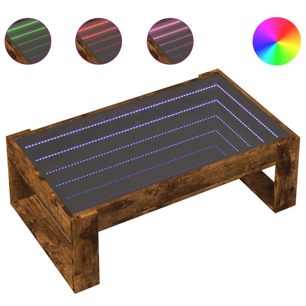 vidaXL Couchtisch mit Infinity-LED Räuchereiche 90x53x30 cm Image