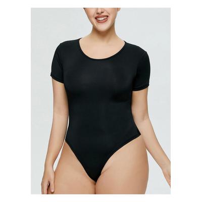 Damen Bodysuit mit Rundhalsausschnitt und kurzen Ärmeln in voller Größe Image
