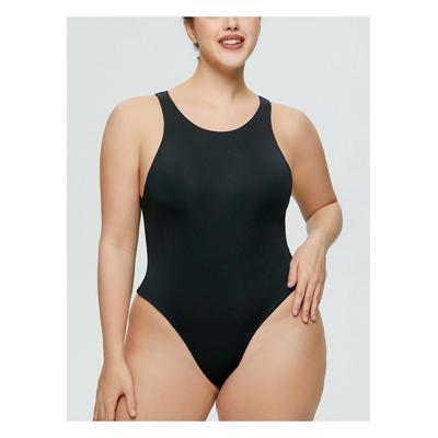 Damen Bodysuit mit Rundhals und breiten Trägern in voller Größe Image