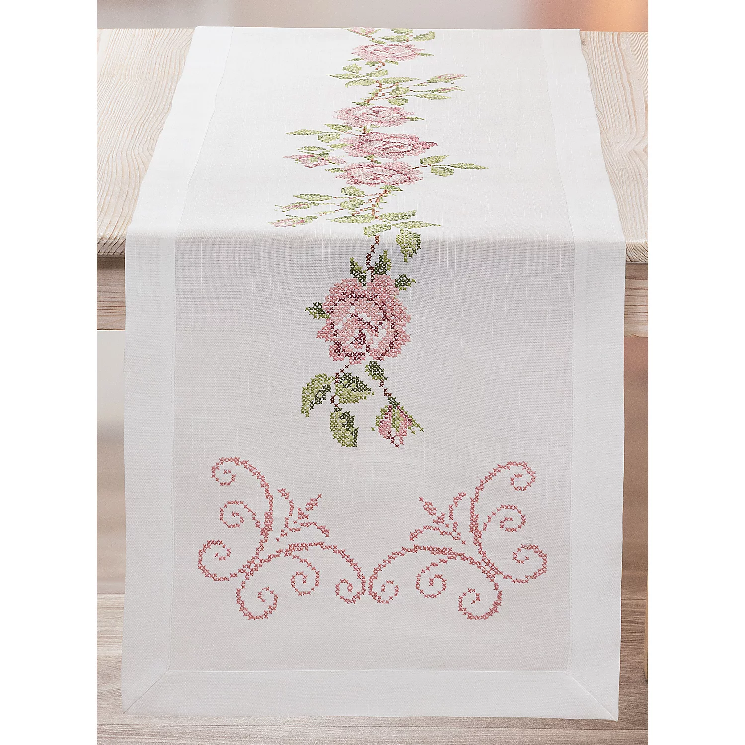 Stickläufer Rosen & Ornament Image