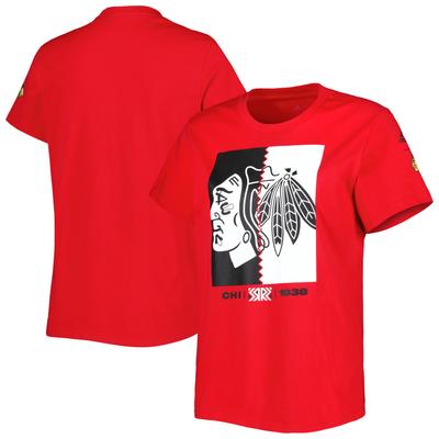 Rotes adidas Chicago Blackhawks Reverse Retro Fresh T-Shirt für Herren Image