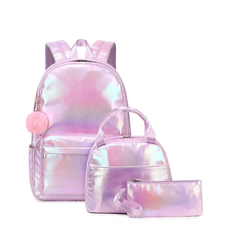 Ensemble de 3 sacs d'école pour enfants, jolis sacs à dos d'étudiants pour adolescentes, sacs d'école étanches avec sac à déjeuner, trousse à crayons