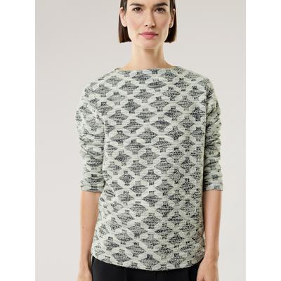 Walbusch Damen Boucle Sweat-Shirt Kaminkragen Blau noch offen: Muster Image