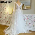 Abiti da sposa da spiaggia floreali in pizzo personalizzati con scollo a V 2025 Abito da sposa Vestido De Noiva Abiti da sposa