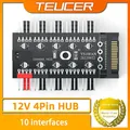 Scheda madre da 1 a 10 HUB 4 pin PWM Cooler Fan Adattatore Splitter Estensione 12V SATA IDE Alimentatore Controller PC con porta 4D di grandi dimensioni