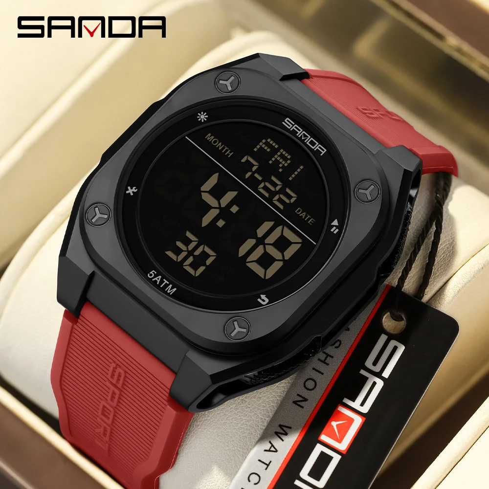 SANDA New 6272 Student Digital Watch Multi functional Alarm Clock Electronic Watch Leisure Night Light Waterproof Student Watch