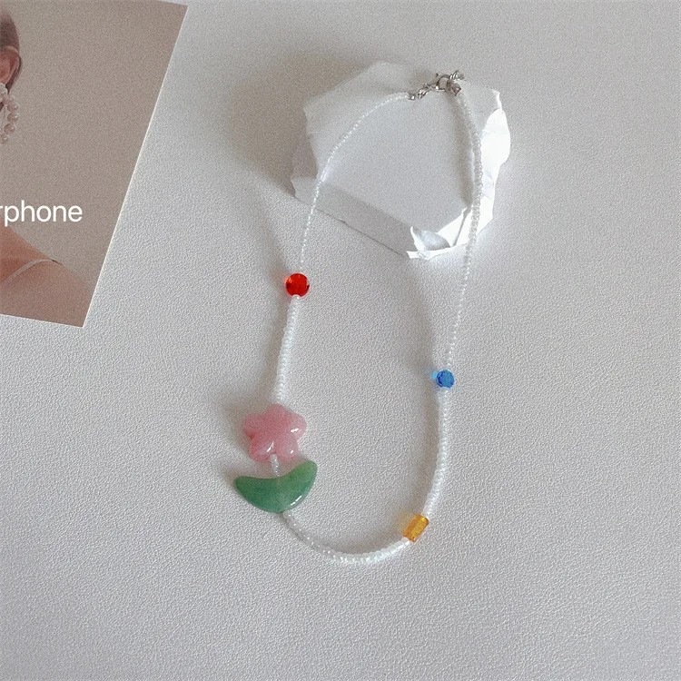 Vintage hand gewebte Blumen Choker Halskette für Frau Barock übertrieben Perlen Schlüsselbein Kette ästhetischen Schmuck Image