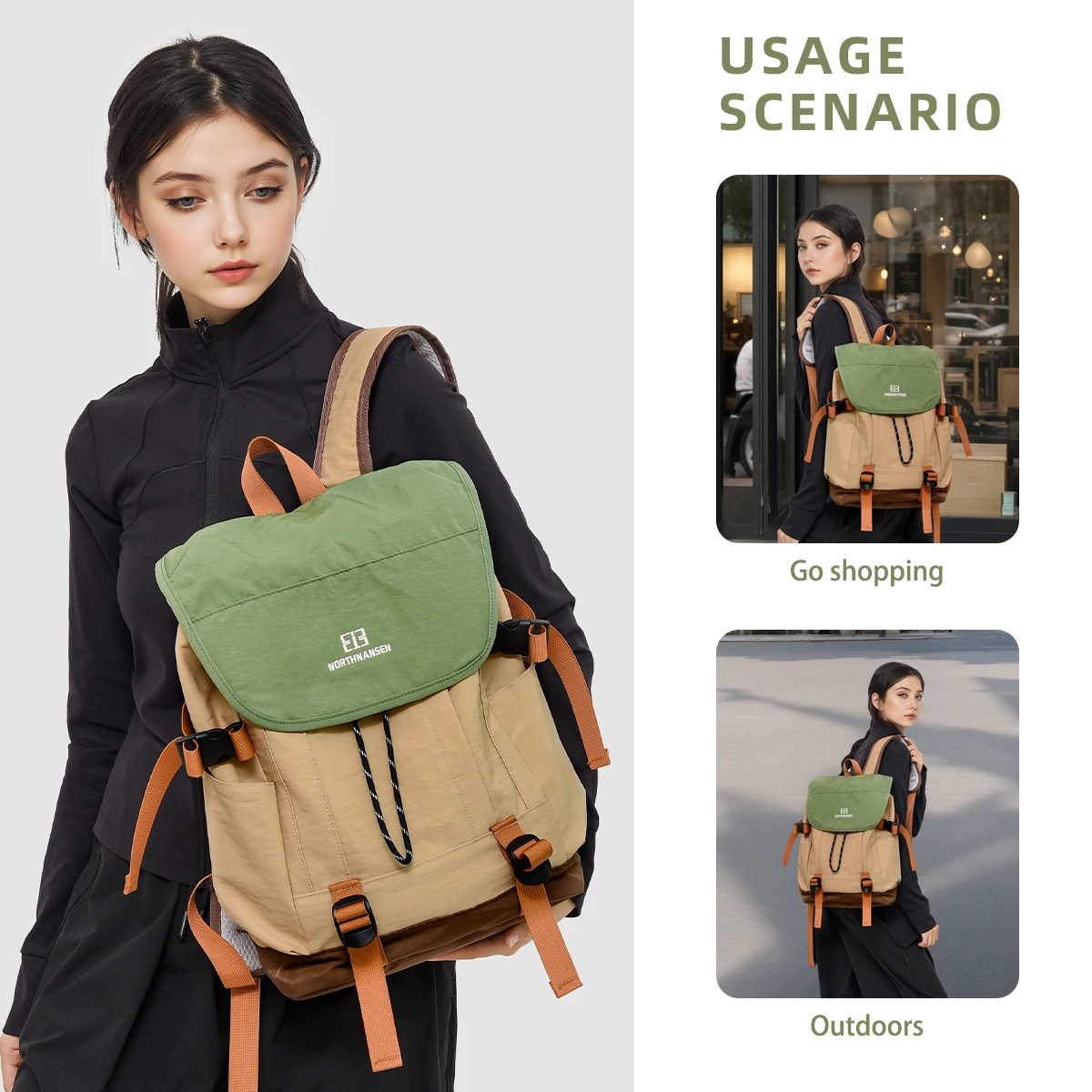 Outdoor-Rucksack, leichte Bergsteigertasche, Wandern, Kletterausrüstung, komplettes Set, Fitness, multifunktionaler Fahrradrucksack, Kordelzug, Studentenrucksack, große Kapazität Image