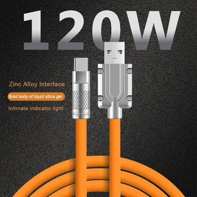 120W 6A Super Fast Charge Flüssigsilikonkabel Typ-C Ladegerät Datenkabel für Xiaomi Huawei Samsung Zink USB Bold Datenleitung 1m
