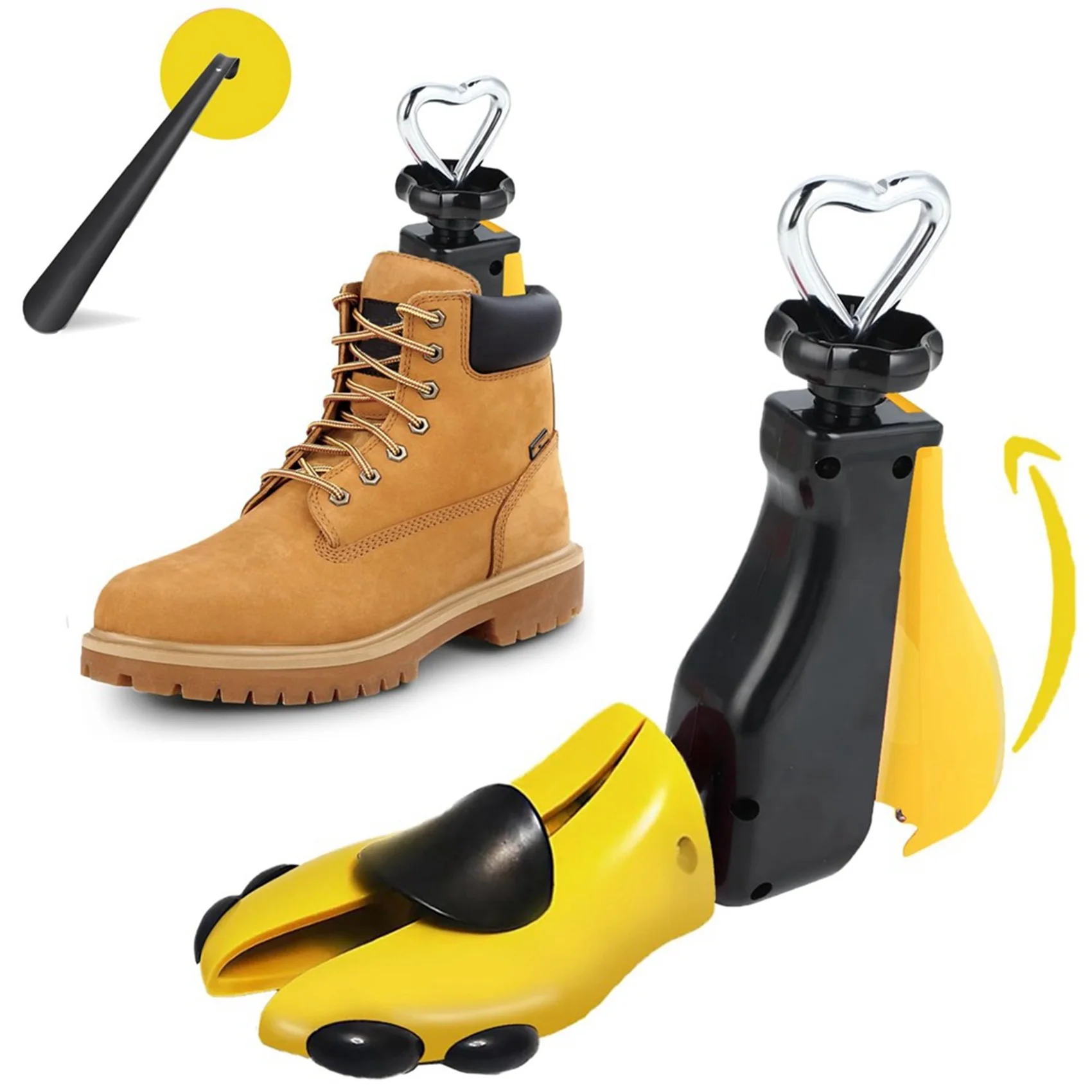 Neuer Stiefel-Schuhspanner für Herren, Schuhspanner für Damen, dehnbar, Breite und Länge, verstellbarer Unisex-Stiefel mit breiten Füßen, Gelb Image