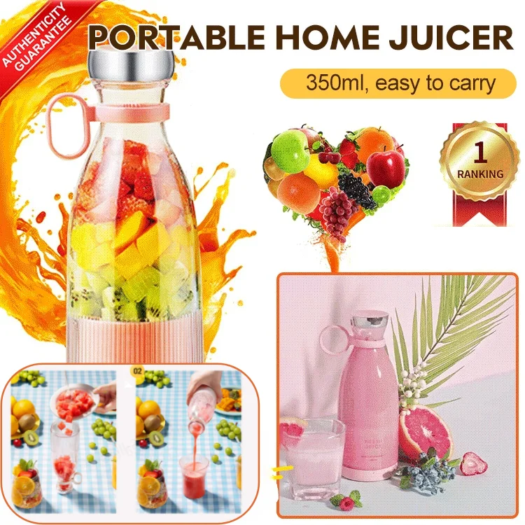 Mini-Saftmixer, tragbare elektrische Entsafter-Flasche mit Strohhalm, Shake, Orange, Zitrone, USB-Aufladung, Obstmixer, Frischpresse Image