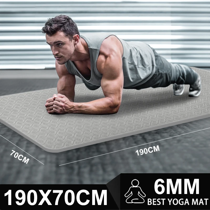 190 cm Yoga-Matte, hochdichte Anti-Riss-Trainingsmatte, extra lange und breite, rutschfeste Trainingsmatte mit Tragegurt für Sport und Fitness Image