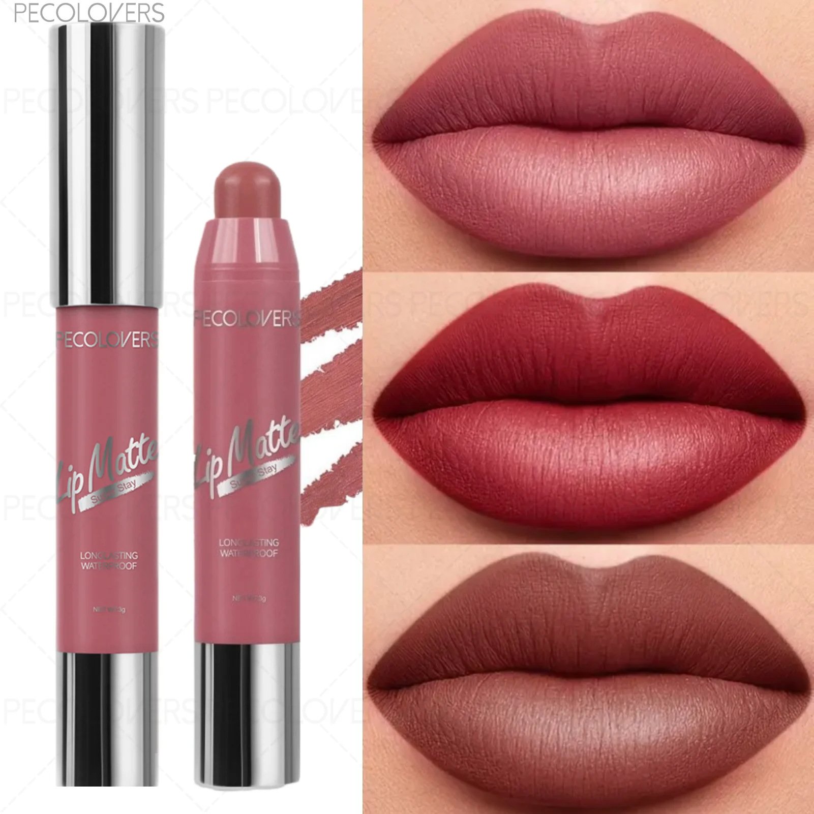 1 Stück wasserfester, matter Lippenstift, glatt, langlebig, nicht klebend, hohe Farbwiedergabe, natürliches Finish für alle Arten, perfektes Geschenk Image