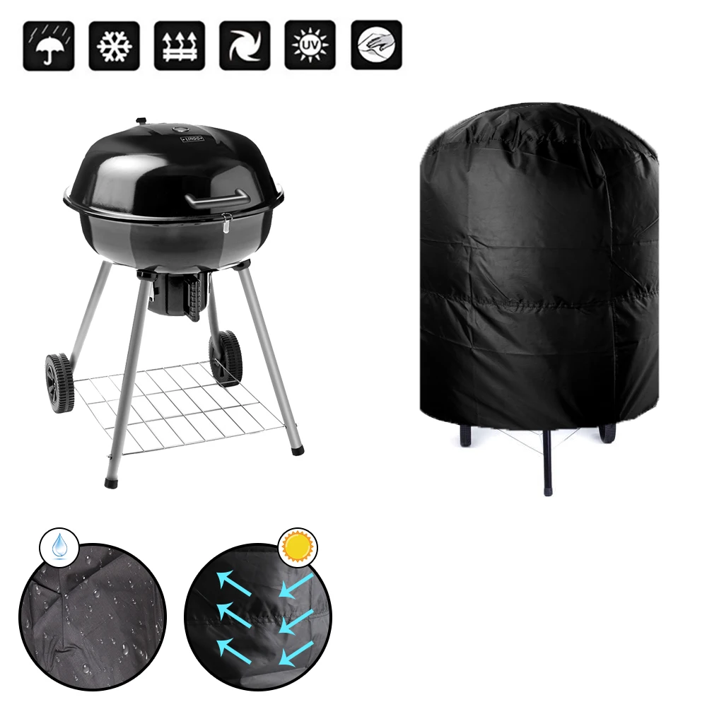 Runde BBQ Grill Abdeckung Anti Staub Camping Outdoor Grill Abdeckung Regen Schutzhülle 77x58 cm/80x66x100 cm Wasserdichte Grill Abdeckung Image