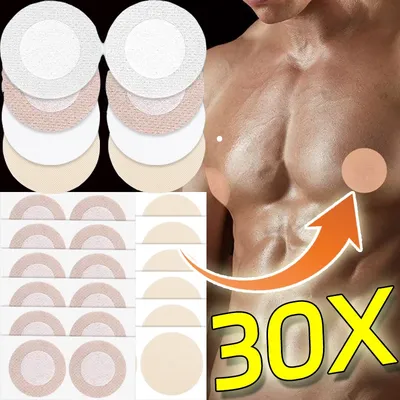 30PCS Unsichtbare Männer Nippel Abdeckung Wasserdicht Spurlose Brust Aufkleber Laufen Atmungsaktive Lauf Verhindern Bump Dünne Brust Patch Image