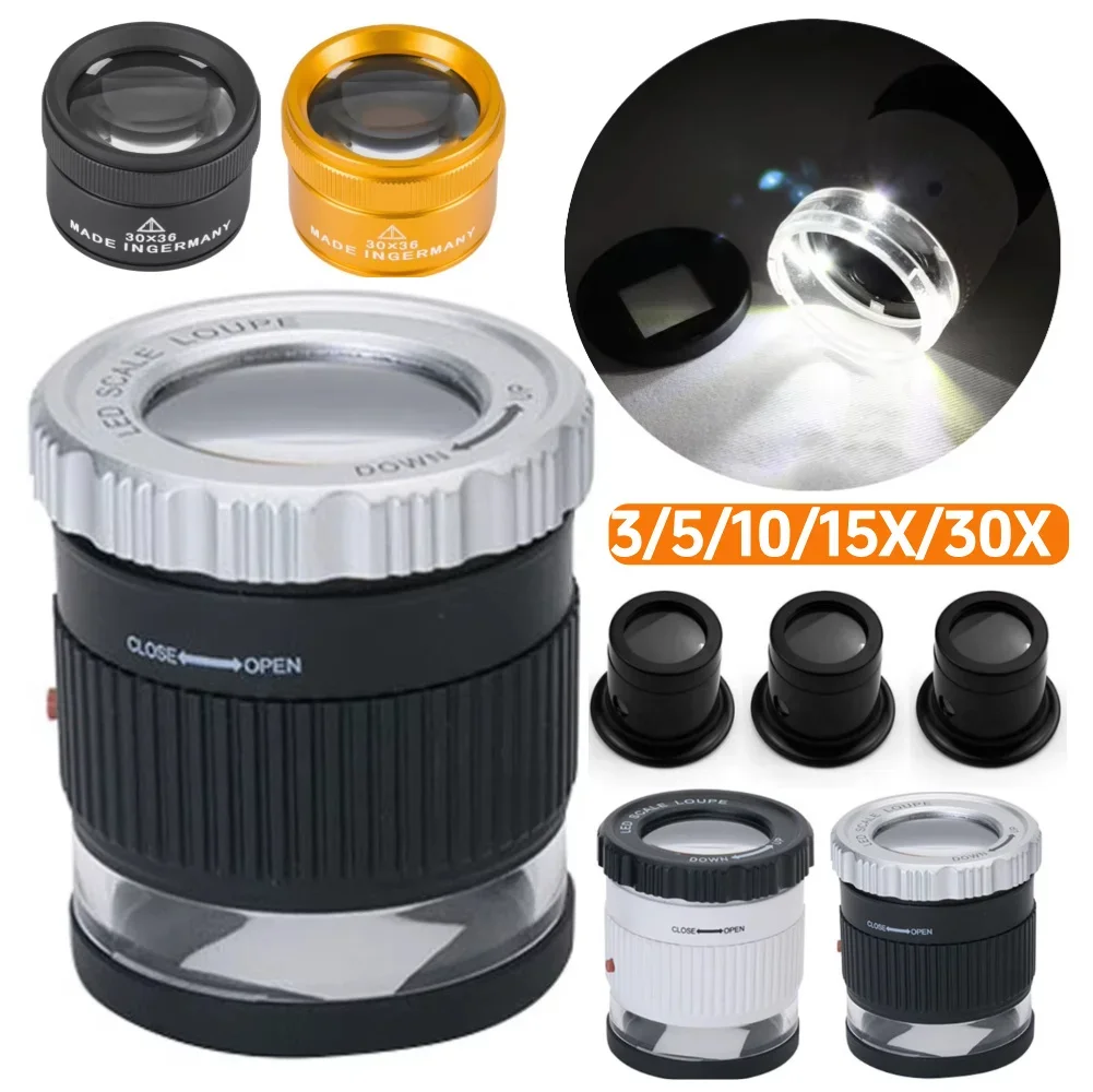 3/5/10/30X Lupe K9 Optische Linse Monokel Lupe Lupe Auge Linse Uhr Reparatur für Münze Briefmarken schmuck Lupe Lupe Image