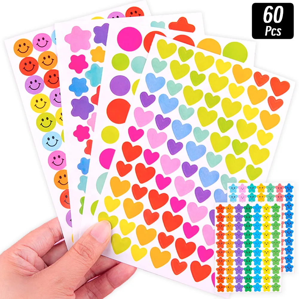 4200 Blatt Herz/Kreis/Sterne Belohnungsschild Aufkleber Pack DIY Skateboard Koffer Briefpapier Aufkleber Dekor Telefon Laptop Geschenk Spielzeug Image