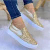 Mode lässig Turnschuhe Frauen Schuhe Frauen Wohnungen Strass Bling Chic Shining Star Nähen dicke Sohle Slip auf Plattform