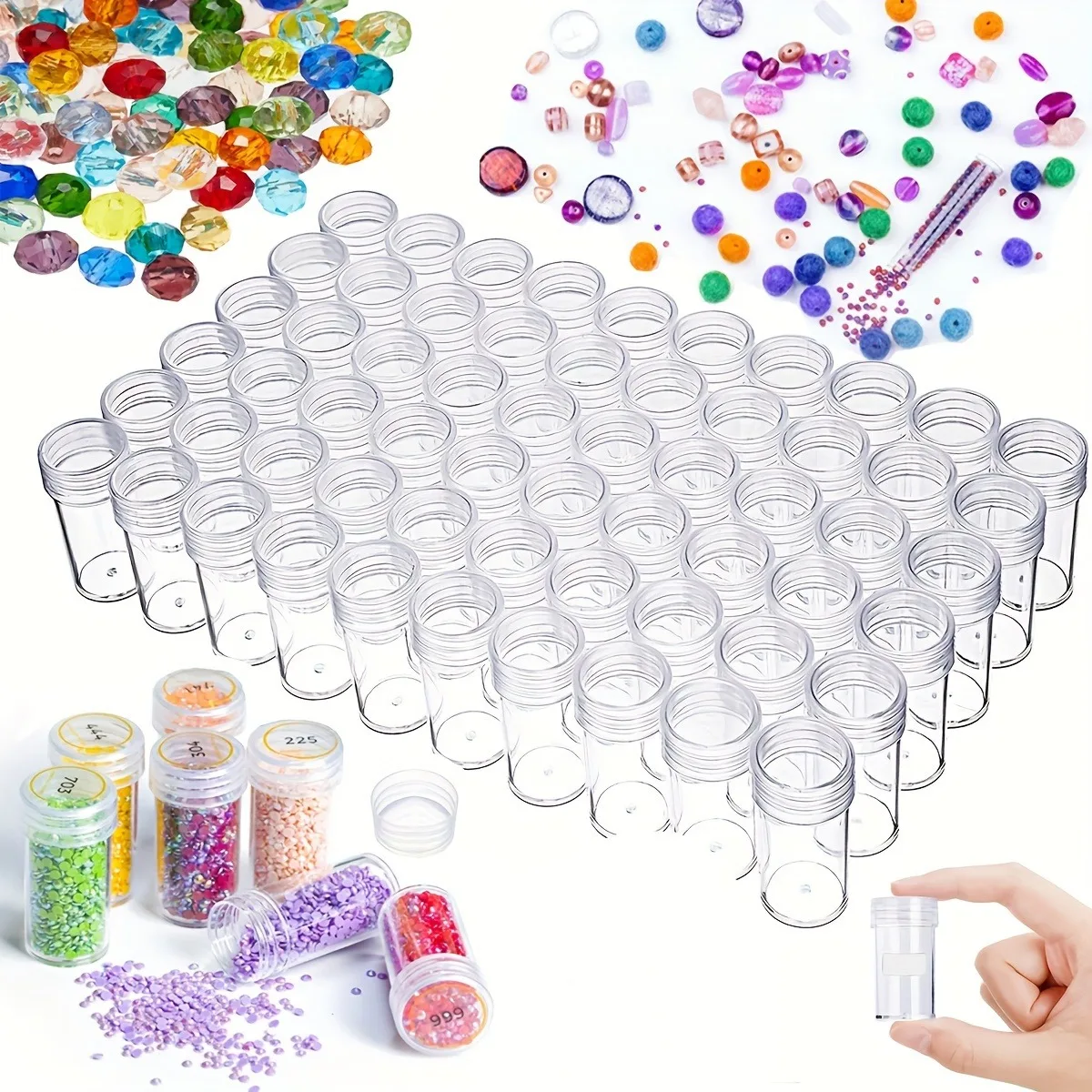 30 Stück klare runde Flasche Veranstalter, Strass Mosaik Kunst, DIY Perlen Schmuck Nail Art Diamant Malerei Handwerk Image