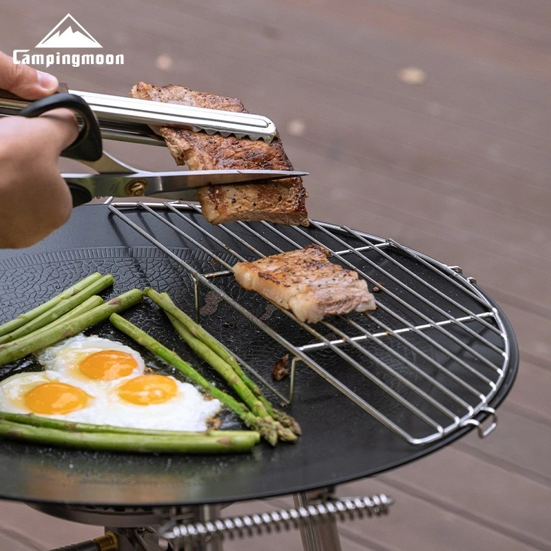 CAMPINGMOON GRW-3Scott Zubehör Backblech aus Edelstahl 304 mit Netz, Scott-Rahmen, Herd mit Windabweiser, zweiteiliges Set Image