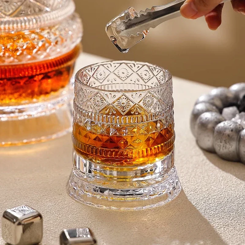 255ML Whisky Glas Transparent Wein Glas Haushalt Hitzebeständige Drehbare Bier Tasse Party Drink Ausländischen wein tasse Image
