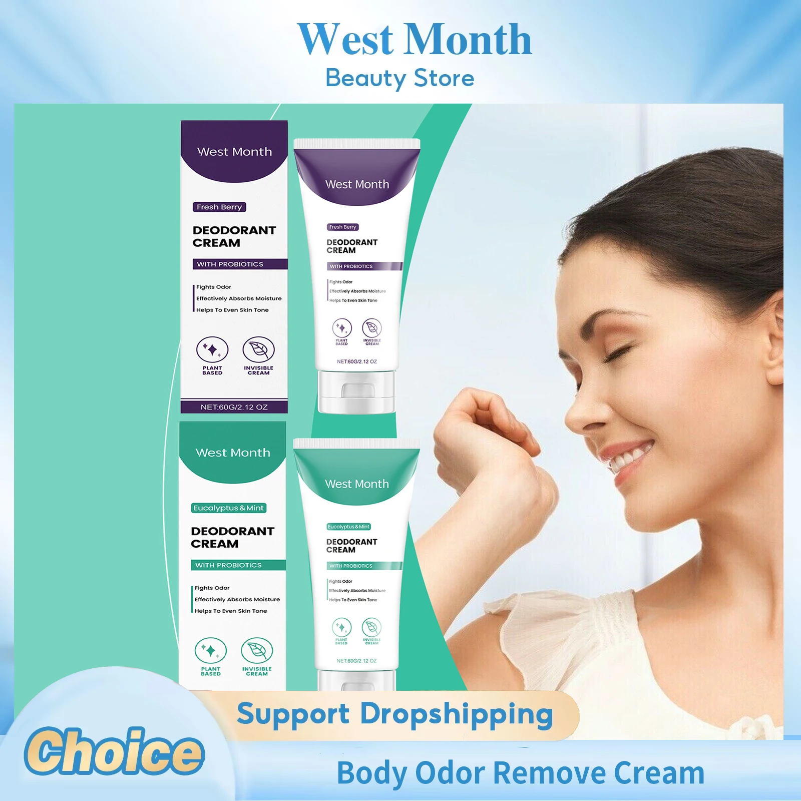 Körpergeruch-Entfernungscreme, unterdrückt schlechten Geruch, langanhaltendes Aroma, tiefe Feuchtigkeit, antioxidativer Schutz, erfrischende Deodorant-Creme Image