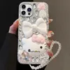 3D-Schleife, süße Hello Kitty-Handyhülle für ZTE Blade A73 A54 V50 Vita V60 Axon 50 Lite 60 Nubia Z50 Z60 Ultra Diamond Armband-Abdeckung