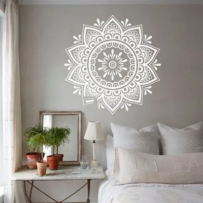 Home Wand Decor Mandala Blume Aufkleber Boho Yoga Aufkleber Kunst Wandbild Böhmischen Abnehmbare Wohnzimmer Dekoration Image