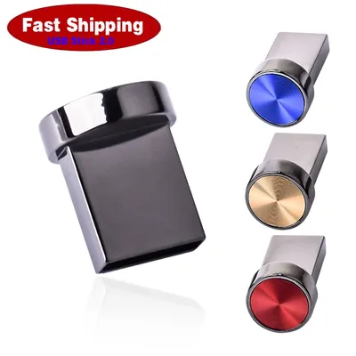 JASTER Mini-USB-Flash-Laufwerke mit Metallknopf, 64 GB, Fashion Memory Stick, 32 GB, Schwarz, externer Speicher, 16 GB, silberfarbener roter Stick, 8 GB Image