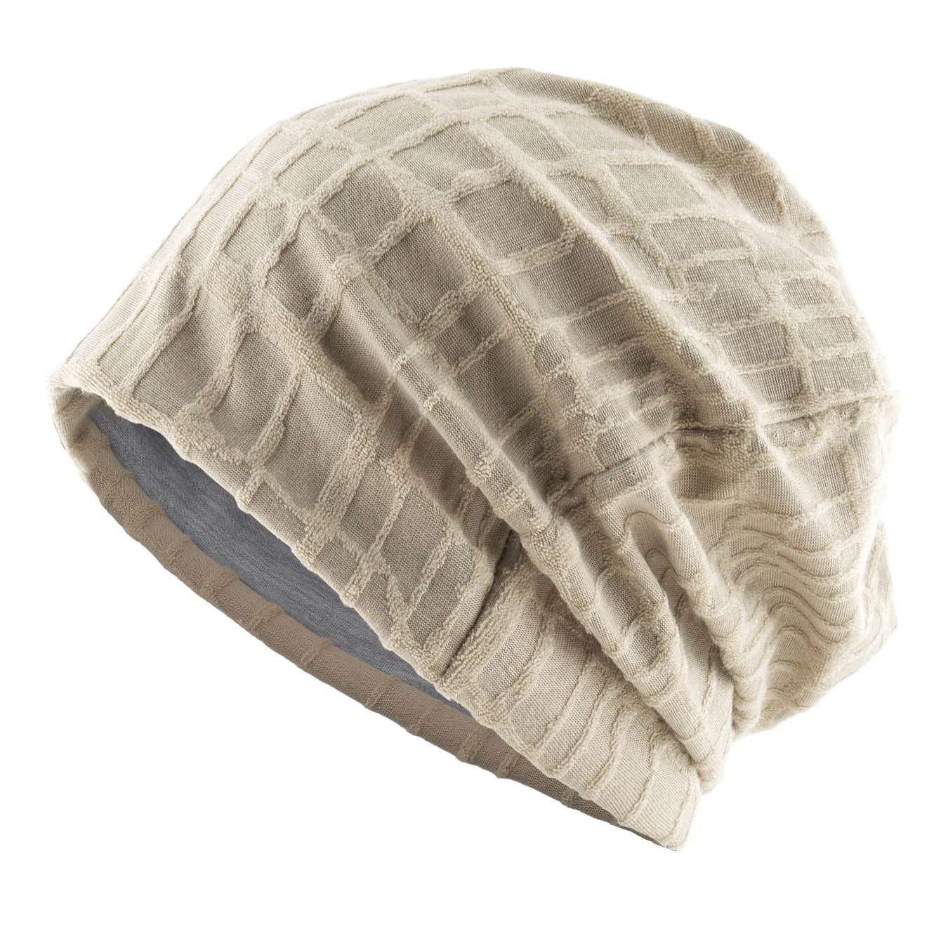 Damen-Strickmütze, kariert, Jacquard, Slouchy-Mütze, weich, atmungsaktiv, Herbst-Winter-Mütze, Café, ästhetisch, lässig, Unisex-Mütze Image