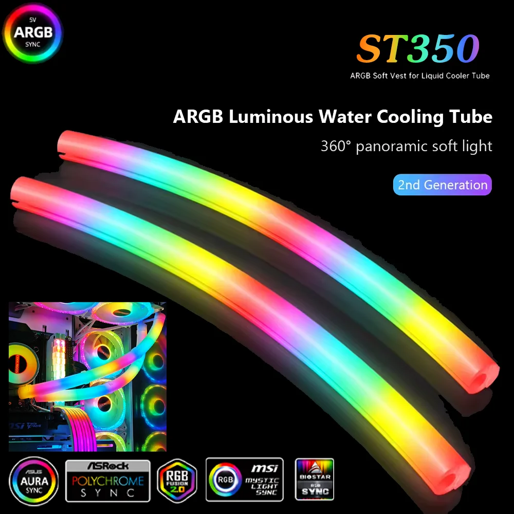 5V 3PIN Flexible ARGB LED Neon Leuchtstoffröhre Lichtleiste Computergehäuse Dekor Schlauchrohr für Gaming PC AIO CPU Wasser Flüssigkeitskühler Modding Image