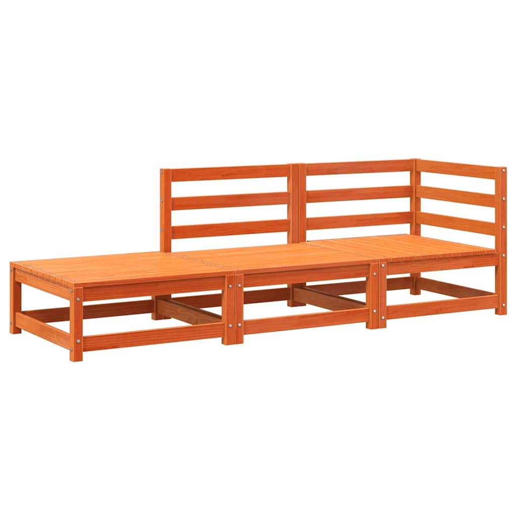 vidaXL Gartensofa mit Fußhocker 2-Sitzer Wachsbraun Massivholz Kiefer Image