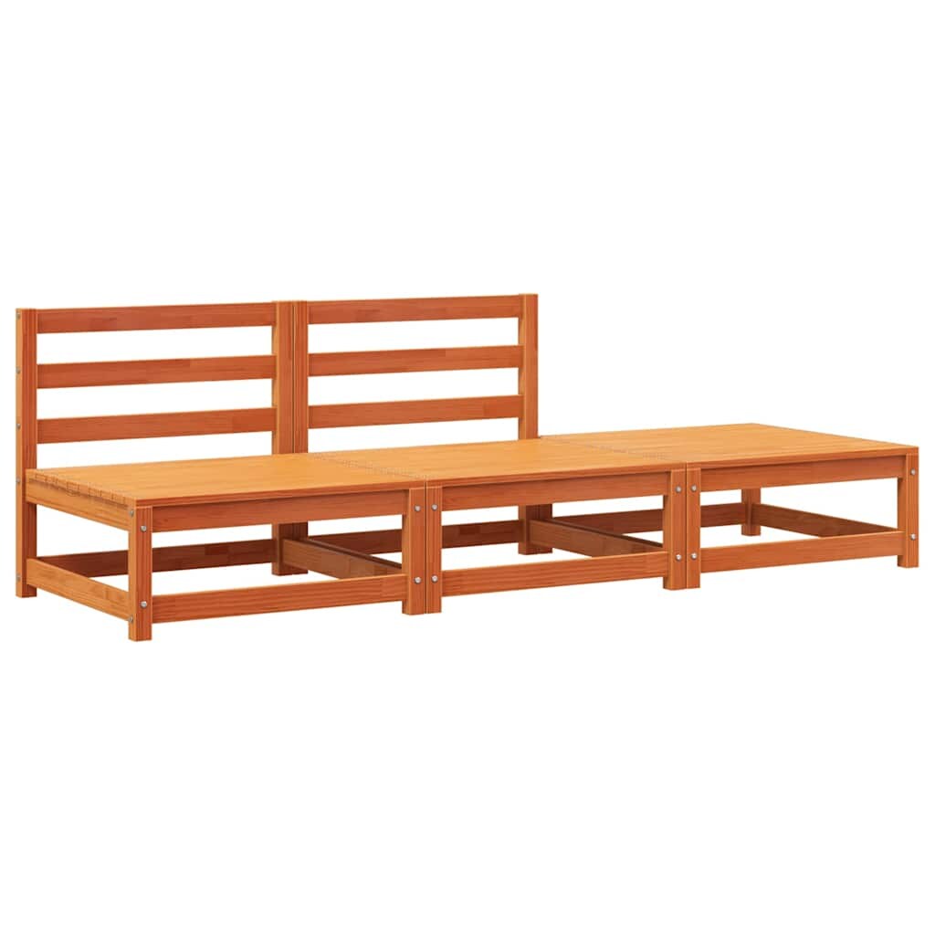 vidaXL Gartensofa ohne Armlehnen mit Fußhocker Wachsbraun Kiefernholz Image