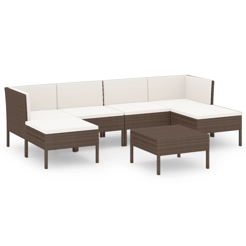 vidaXL 7-tlg. Garten-Lounge-Set mit Auflagen Poly Rattan Braun Image
